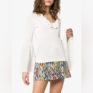 NWT * STAUD Goldbar‎ Ruffle Detail Cotton Top size Large